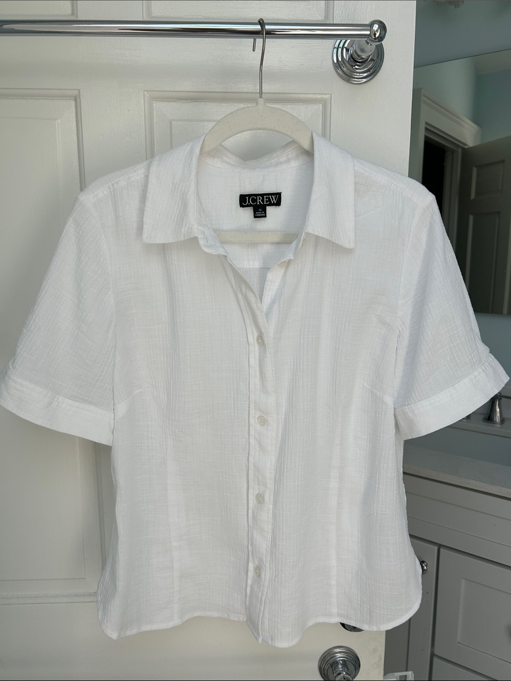 J. Crew White Short-Sleeve Button-Down Shirt